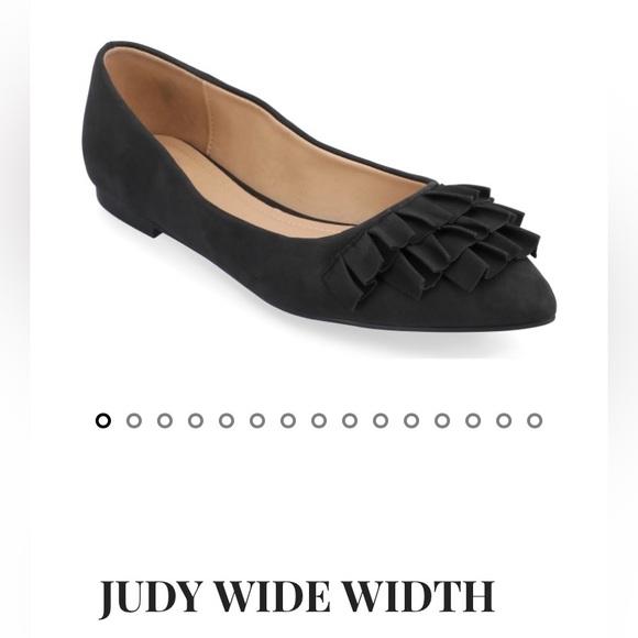 Journey Collection Womens Size 12 Ruffled Ballet Flats  in Black - Picture 1 of 7